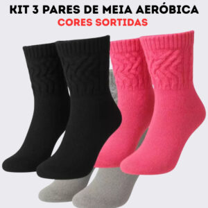 Kit 3 Meias Aeróbicas Academia Fitness Femininas Frio 34 ao 40 Aqn