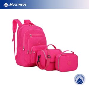 Kit 3 Mochila Feminina Para Escolar Com Bolsa Térmica Com Estojo