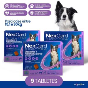 Kit 3 NexGard Spectra para Cães 15,1 a 30kg 3 Tabletes