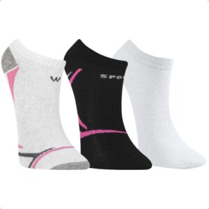 Kit 3 Pares Meia Invisível Feminina Esportiva Algodão Confortável