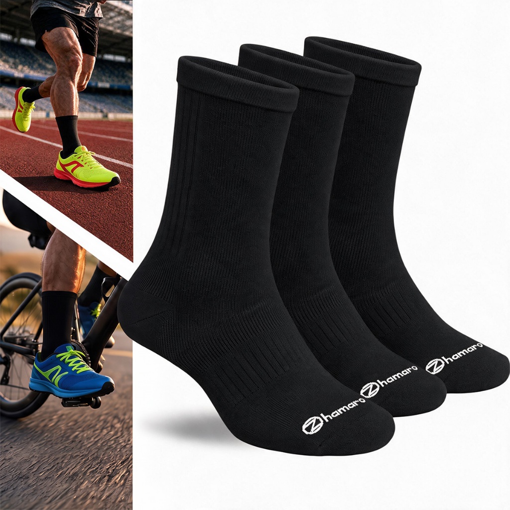 Kit 3 Pares Meias Poliamida Corrida Zhamaro Performance Cano Alto Dry