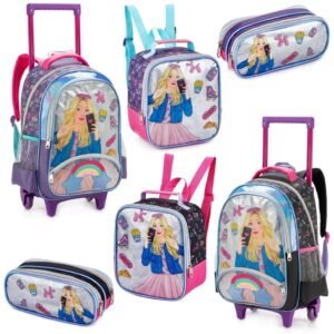 Kit 3 Peças Mochila Escolar Rodinha Infantil Menina Estojo Lancheira