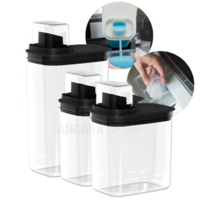 Kit 3 Peças Organizador de Lavanderia 1,5L e 2,3 Litros Porta