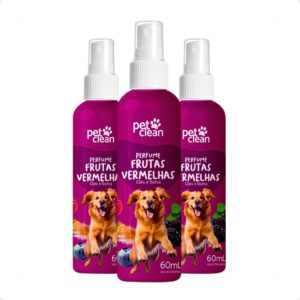 Kit 3 Perfume Colônia Frutas Vermelhas 60ml P Cães E Gatos Pet Clean