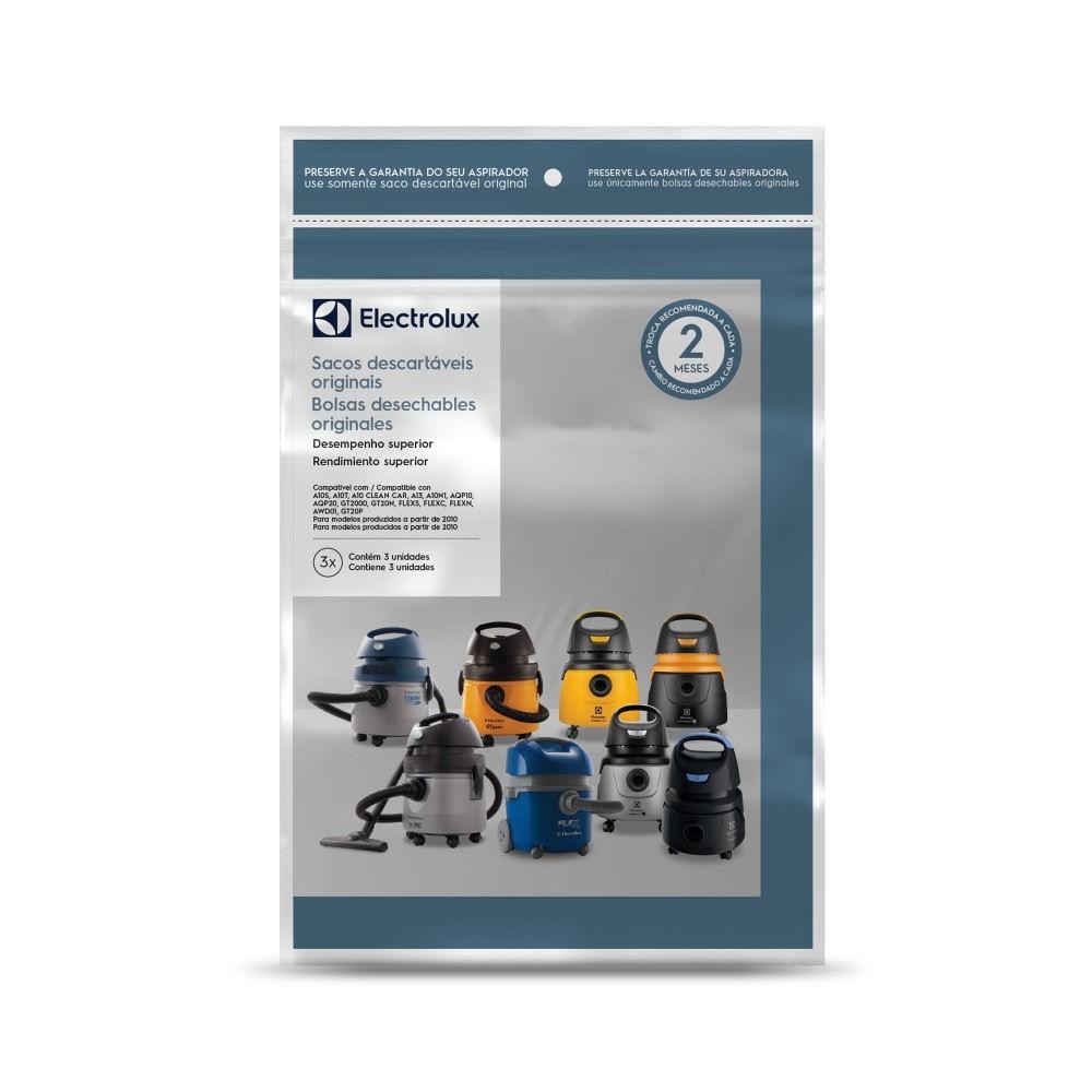 Kit 3 Sacos de aspirador de pó Modelos A10, Acqua Power e Gt2000