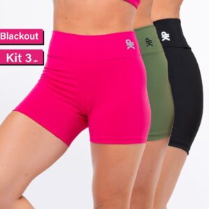 Kit 3 Short Fitness Feminino Meia Coxa Cintura Alta Zero