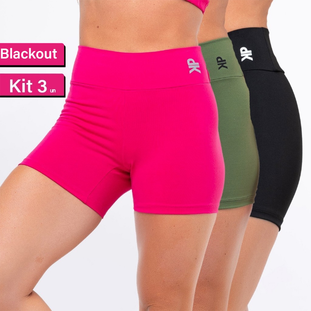 Kit 3 Short Fitness Feminino Meia Coxa Cintura Alta Zero — Esporte e Lazer