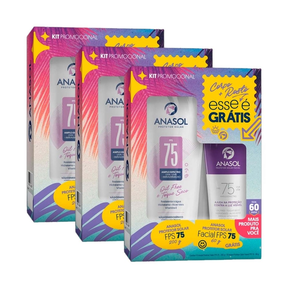 Kit 3 und Anasol Protetor Solar Fps 75 200g Facial 60g