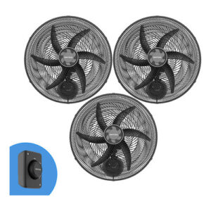 Kit 3 Ventiladores De Parede Potente 50cm Diâmetro Com 6 Pás P Igreja