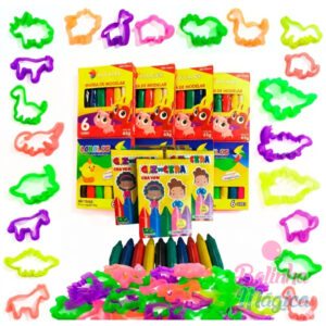 Kit 30 Cx Massinha De Modelar 30 Mini Giz Cera 60 Forminhas Molde