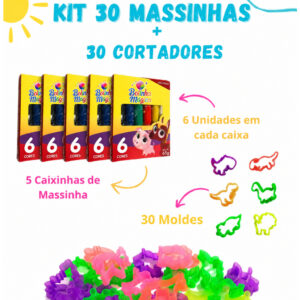 Kit 30 Unidades de Massinha de Modelar 30 Cortador Forminha Molde Kit