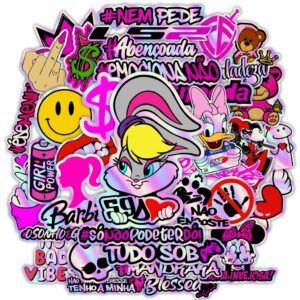 Kit 35 Adesivos Holografico Feminino Para Moto Carro Capacete Caderno