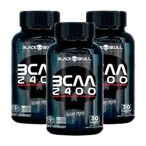 Kit 3x Bcaa 2400 30 Tabletes cada Caveira Preta Black Skull