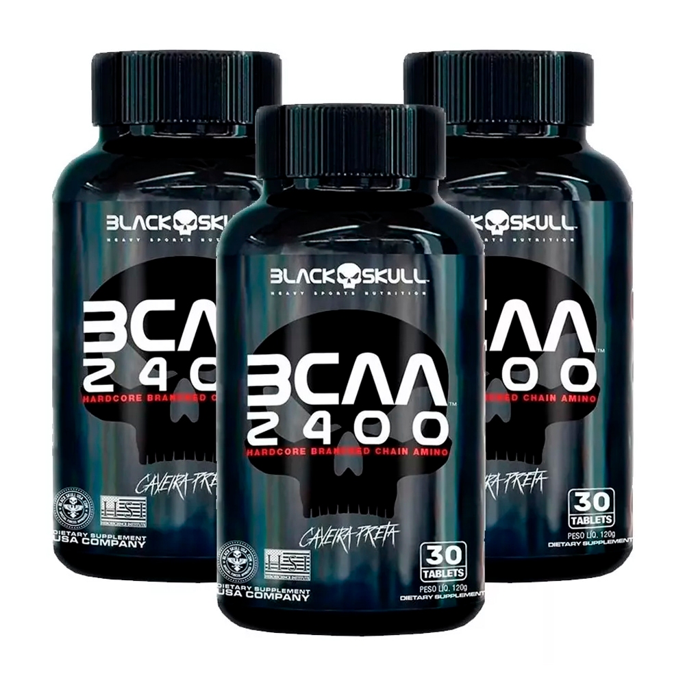 Kit 3x Bcaa 2400 30 Tabletes cada Caveira Preta Black Skull — Informática