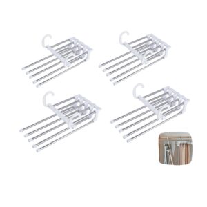 Kit 4 Cabide Dobrável Em Inox Organizador Retráteis 5 Calças