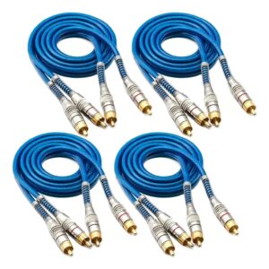 Kit 4 Cabos Rca 1 Metro Tech One Blindado Azul Som Automotivo
