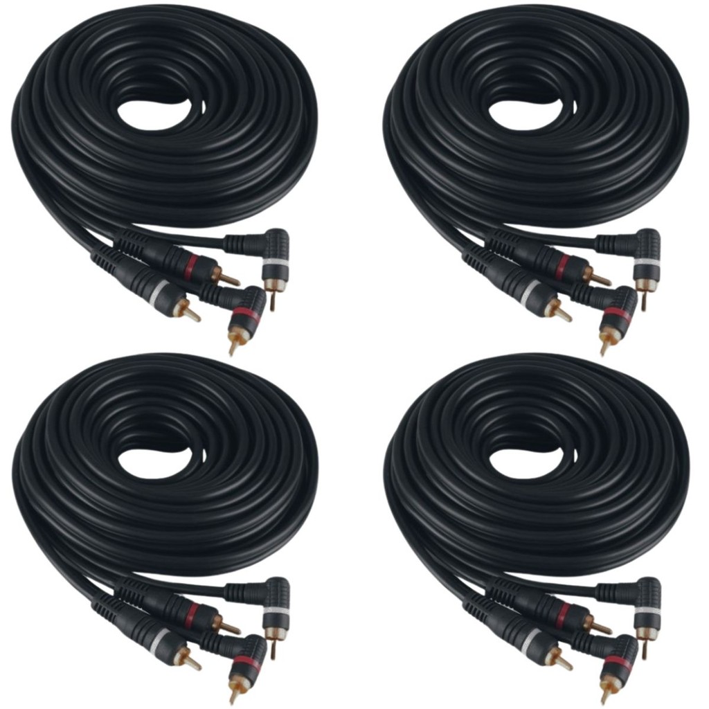 Kit 4 Cabos Rca 5 Metros Som Automotivo E Amplificador Kx3