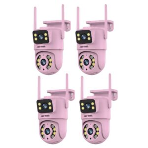Kit 4 Câmera de Segurança IP Wi-fi Rosa 360°de Lente Dupla com App