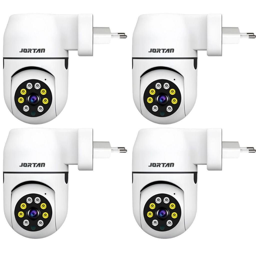 Kit 4 Câmera de Segurança Tomada Wi-fi Branco Interno com App Yoosee