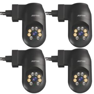Kit 4 Câmera de Segurança Tomada Wi-fi Preto Interno com App Yoosee