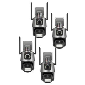 Kit 4 Câmera de Segurança Wi-fi Externa com Lente Dupla 360° 4K 6MP