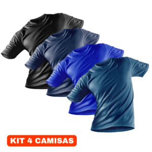 Kit 4 Camisas Masculina Proteção UV 50+ Camiseta Manga Curta Academia