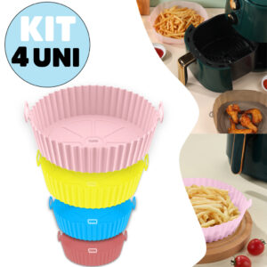 Kit 4 Formas Silicone Pra Fritadeira Air Fryer Micro-ondas Forno Com