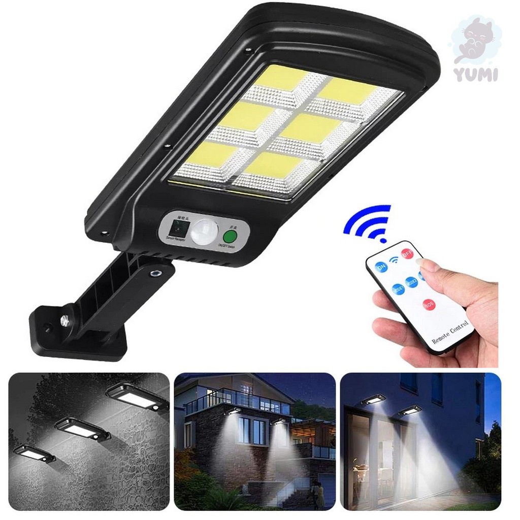 Kit 4 Luminária 100 Led Solar Parede Sensor De Presença Com Controle
