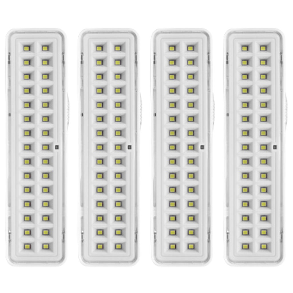 Kit 4 Luminárias De Emergência 30 Leds Bivolt Recarregável Elgin