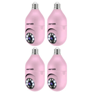 Kit 4 Mini IP Câmera de Segurança Wi-fi Rosa com Áudio Bidirecional