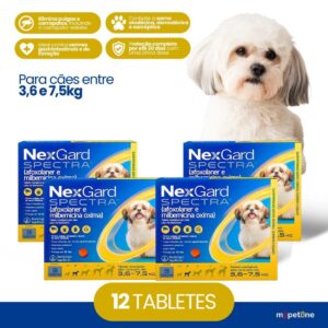 Kit 4 NexGard Spectra para Cães 3,6 a 7,5kg 3 Tabletes
