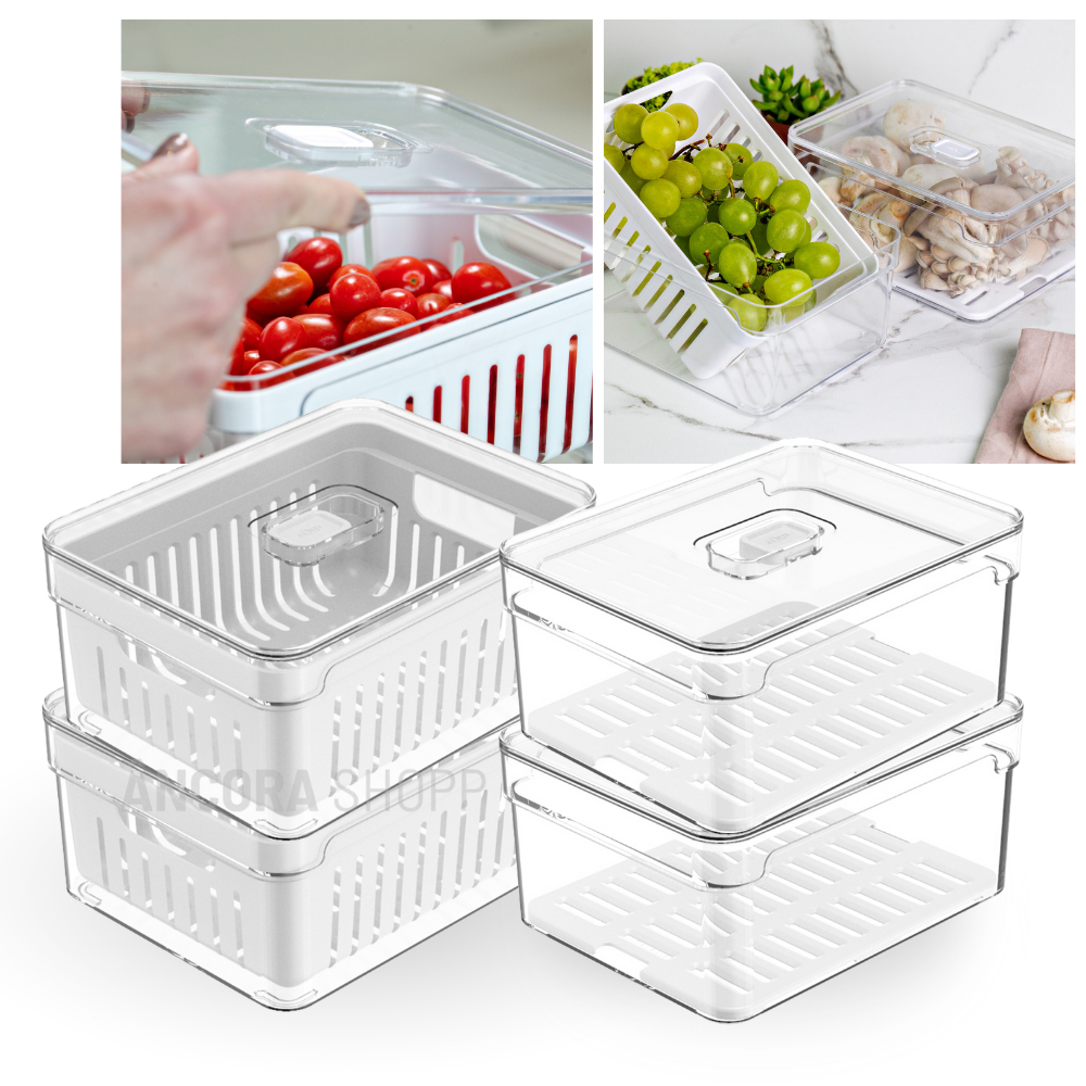 Kit 4 Organizadores de Geladeira Ou Clear Fresh 2,2 Litros Para — Organização