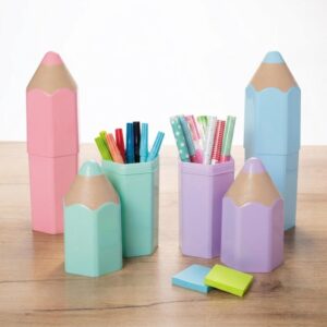 Kit 4 Organizadores Lápis 3D Lúdico Mesa Porta Objetos Porta Treco