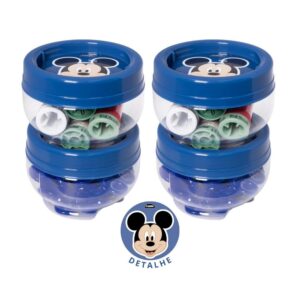 Kit 4 Organizadores Mickey Azul Empilháveis Gire e Trave Disney