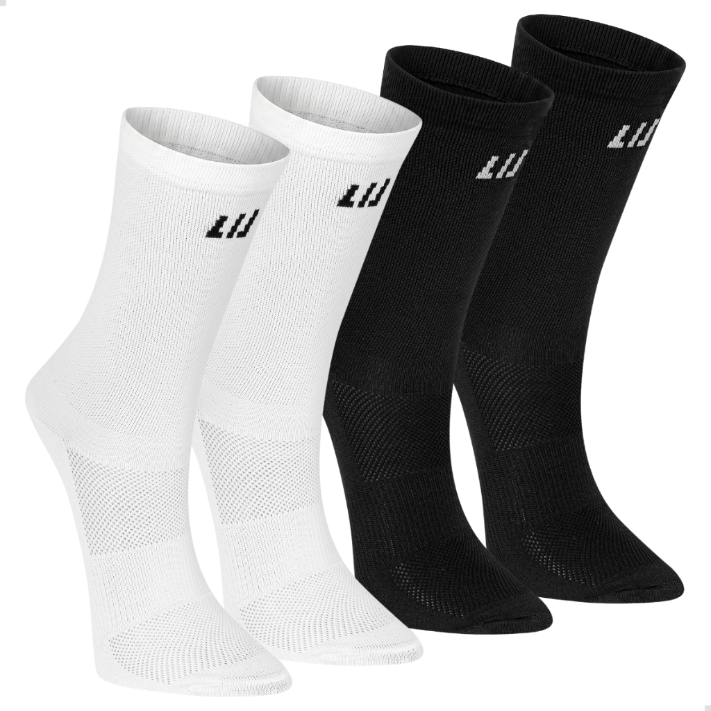 Kit 4 pares Meia 97% Poliamida Performance Pro Cano Médio Corrida — Esporte e Lazer