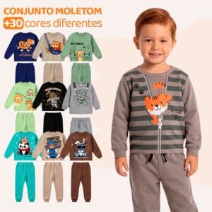 Kit 4 Peças De Roupa Infantil Menino Conjuntos De Moletom Peluciado