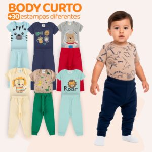 Kit 4 Peças de Roupas para Bebê Menino Kit 2 Body Roupa Infantil Bebê