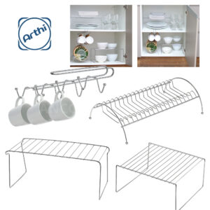 Kit 4 Peças Organizador de Armário em Aço Aramado Cromado Prateleira