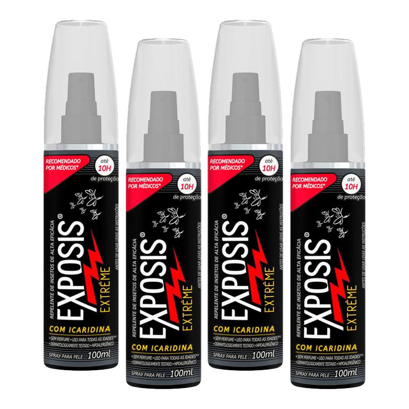 Kit 4 Repelente Exposis Extreme Spray Sem Perfume 100ml — Perfumes