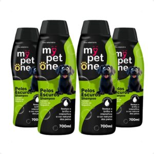 Kit 4 Shampoo Premium 700 mL Pêlos Escuros Mypetone Cães e Gatos