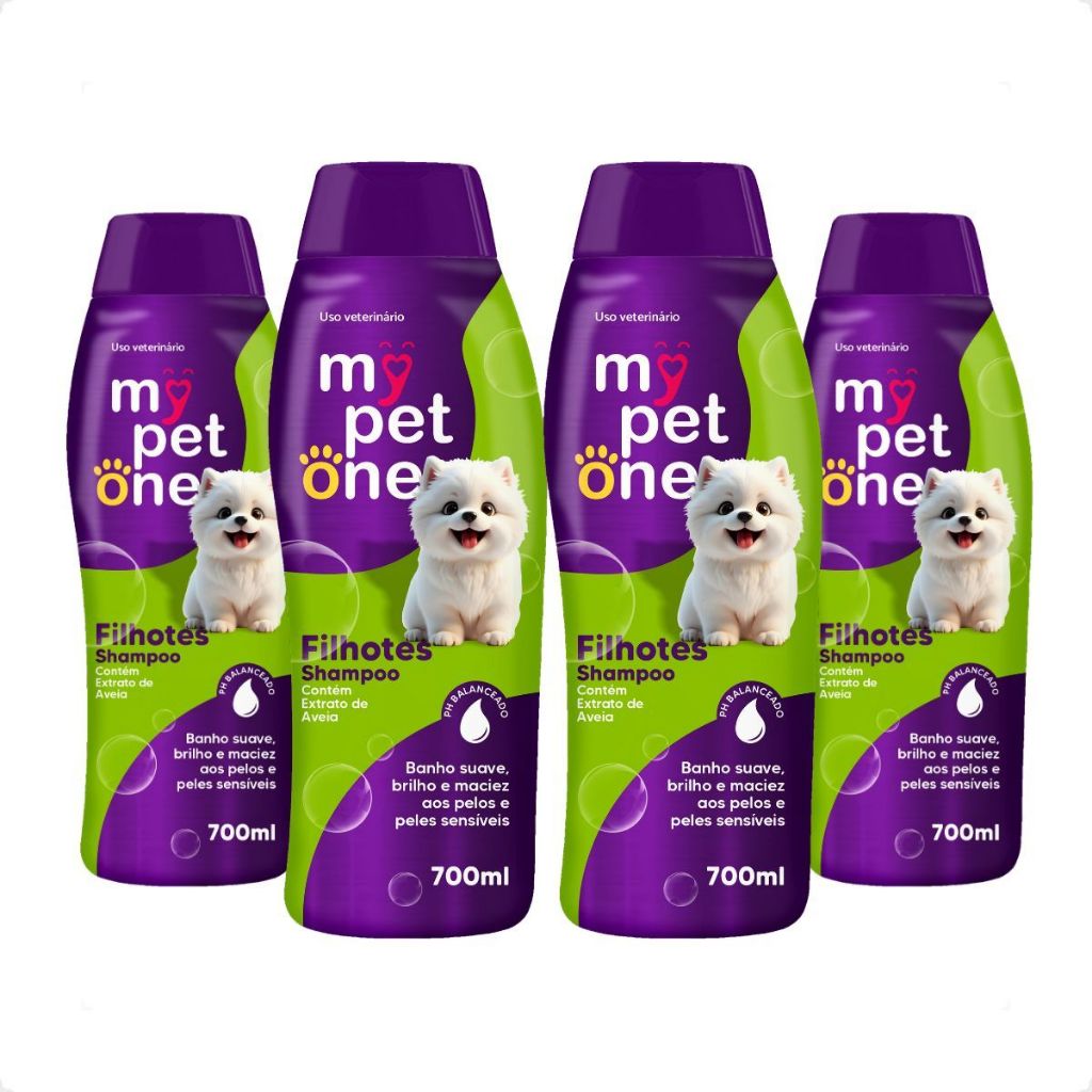 Kit 4 Shampoo Premium 700mL Filhotes Mypetone
