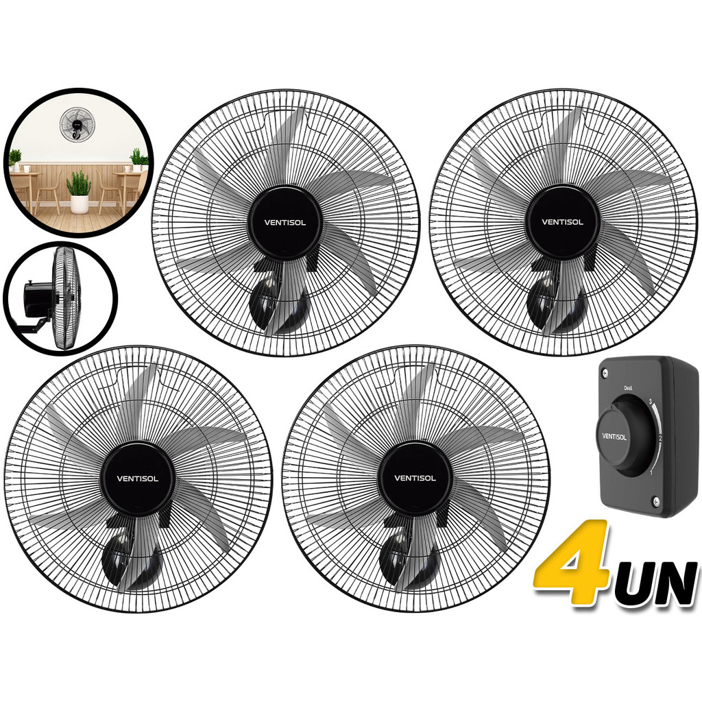 Kit 4 Ventilador De Parede Steel 50cm Para Lojas Galpão Escritório — Esporte e Lazer