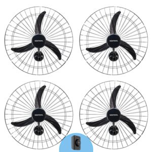Kit 4 Ventiladores De Parede 60cm Diâmetro Marca Ventisol 3 Pás Preto