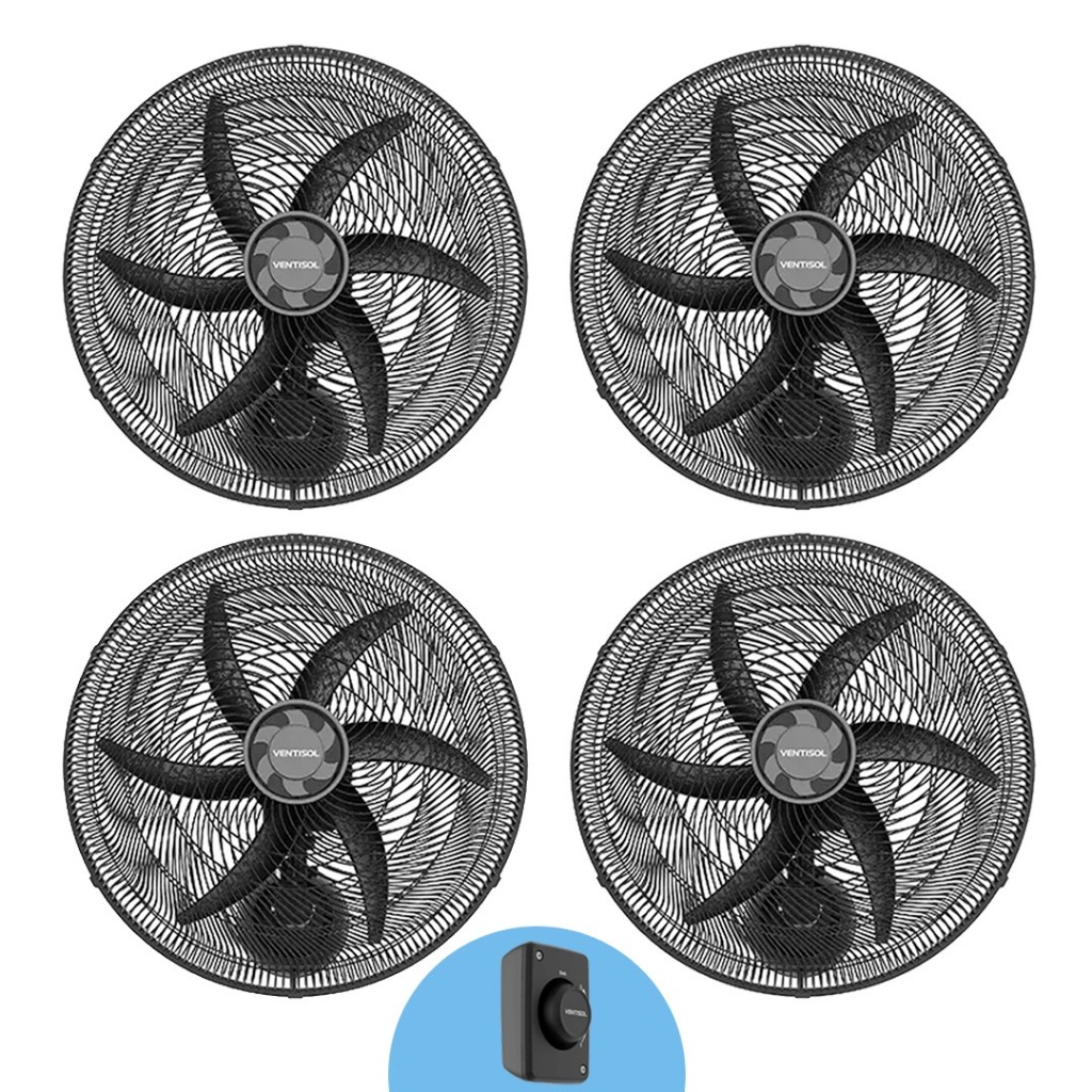 Kit 4 Ventiladores De Parede Potente 50cm Diâmetro Com 6 Pás P Igreja