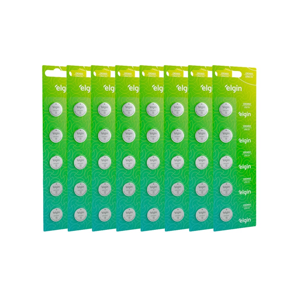 Kit 40 Baterias Pilha Moeda Cr2450 8 Cartela Brinquedo Elgin