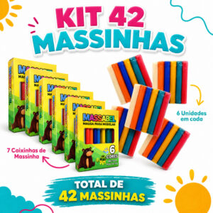 Kit 42 Unidades Massinha de Modelar Cores Diferentes Colorida Festa