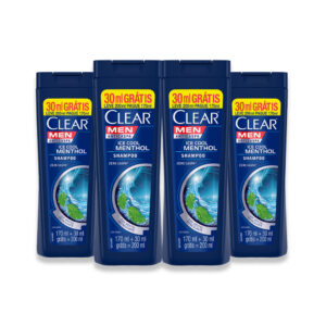Kit 4un Shampoo Clear Men Anticaspa Ice Cool Menthol Com 200ml