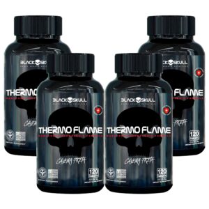 Kit 4x Termogênico Thermo Flame 120 Tabletes cada Black Skull