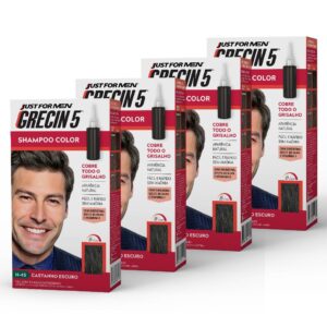 Kit 4x unidades Grecin 5 Shampoo Tintura Tonalizante Castanho Escuro