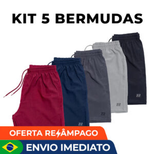 Kit 5 bermudas masculinas academia treino praia corrida shorts